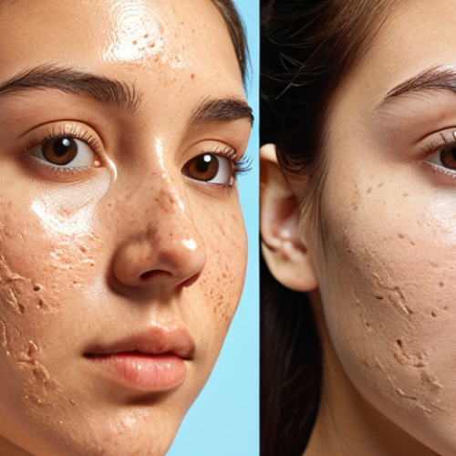 **A close-up split image of a young woman's face during winter. One side shows dry, flaky skin with foundation clinging to dry patches and enlarged pores, looking uncomfortable. The other side portrays perfectly smooth, hydrated skin with a seamlessly blended, luminous foundation, exuding a natural, healthy glow. Soft, warm indoor lighting emphasizes the transformation.**