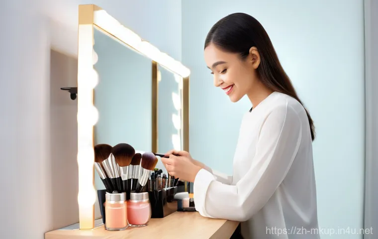 메이크업 디바이스 추천 브러쉬 클리너 - **Prompt:** A dynamic split image illustrating the transformation of makeup brush cleaning. On the l... 메이크업 디바이스 추천 브러쉬 클리너 - **Prompt:** A dynamic split image illustrating the transformation of makeup brush cleaning. On the l...