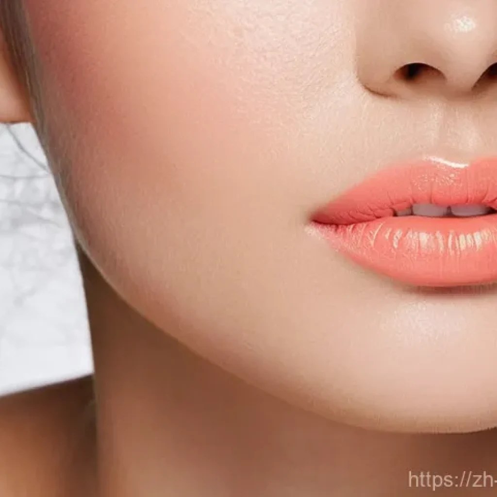 크리미 텍스처 립스틱 추천 - **Prompt:** A close-up portrait of a young woman with radiant, hydrated lips wearing a soft, natural...