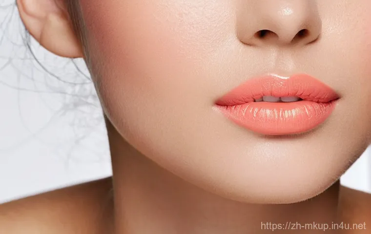 크리미 텍스처 립스틱 추천 - **Prompt:** A close-up portrait of a young woman with radiant, hydrated lips wearing a soft, natural...