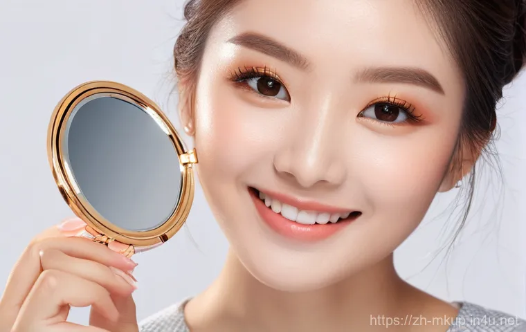 가성비 좋은 아이섀도우 팔레트 추천 - **Prompt 1: "A close-up, high-angle shot of a young woman (early 20s, East Asian, with clear, glowin...