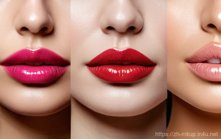 겨울철 립밤 겸 립스틱 추천 - Here are three image generation prompts in English, focusing on lip care and beauty, adhering to you...