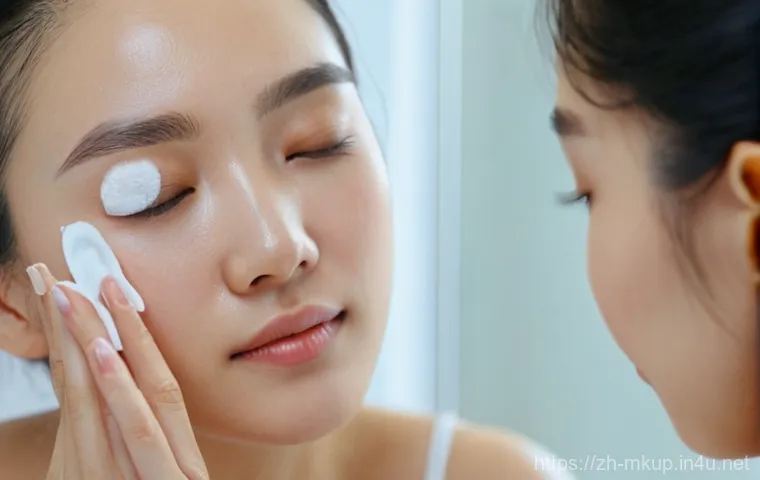 아이메이크업 리무버 추천 - Image Prompt 1: Gentle Eye Makeup Removal**